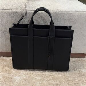 Coach Black Pebbled Leather Structured Tote / Work Bag - 2025, luxury collection